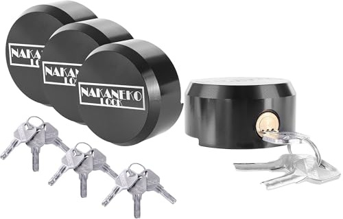 NAKANEKO 4 Pack Puck Lock Padlock Without Keyed Alike Hidden Shackle Heavy Duty Door Locks Anti-Theft 2-7/8 Solid Aluminum Corrosion-Resistant