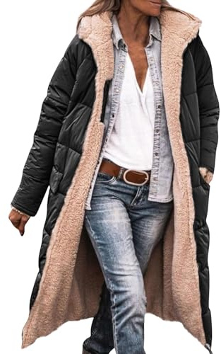 TOFOTL Mis Pedidos, Abrigos Mujer Invierno Cremallera Elegante Elegantes Forro Polar Gabardina Otoño Jersey Oversize Mujer Comodo Clásico Blazer De Mujer Navidad Abrigo Jersey Navideño 01 Negro XL