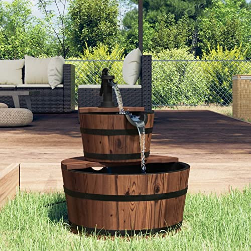 ShGaxin Fuente de Agua con Bomba Madera Maciza de Abeto 44,5x44,5x58 cm, Fuentes De Agua para Decoracion Interior, Cascada De Agua Decorativa, Fuente Interior - 363333