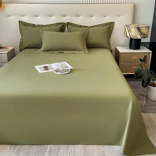 Homxi Betttuch Groß,200 x 230 cm,Bettlaken Hohe Matratze Baumwolle Einfarbig Bettbezüge mit Olivgrün