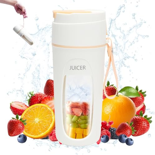 Fancysky Mini frullatore portatile, 22,000 giri/min, frullatore frullatore, 340 ml, frullatore portatile, mini mixer, 10 lame jm, ricaricabile, spremiagrumi portatile, frullatore portatile