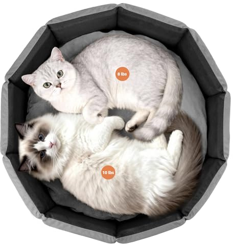 PJYuCien Premium Orthopedic Memory Foam Round Pet Bed for Large Cats, Small Dogs & Puppies - 20 Indoor Donut Cuddler with Non-Slip Bottom, Machine Washable, Supports Pets Up to 18 lbs, Gray