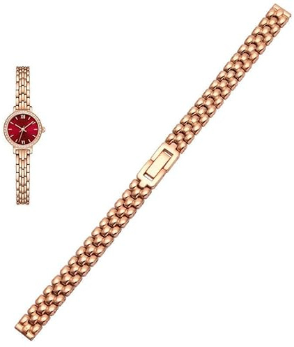Overhil1s Bracelet de montre en acier inoxydable for femme, 6 mm, 8 mm, 10 mm, argent, doré, bracelet de rechange, tendance, en métal(Rose gold,6mm)