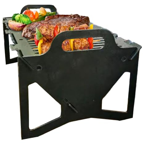 Barbecue A Carbone Portatile, Grill da Campeggio Pieghevole, Design Compatto per Balcone Terrazzo Cortile Spiaggia Viaggio e Campeggio