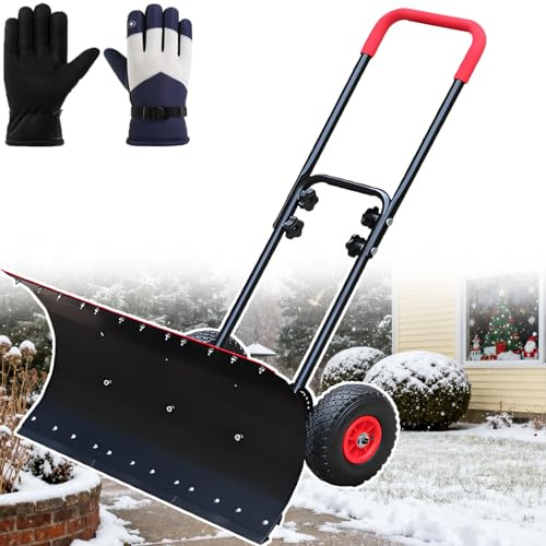 ErShangMao Pala Quitanieves Metálica Mejorada con Ruedas, Multifuncional para Arena,Cereales,Hormigón Y Carbón.Neumáticos Antideslizantes con Ajuste En 4Direcciones para La Remoción De Hielo Y Nieve