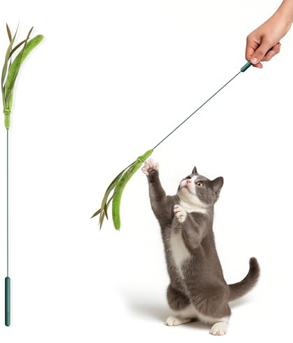 Kokobae Cat Wand Toy – Natural Grass-Inspired Cat Teaser Stick, Durable Design for Indoor Cats, Interactive Play for Exercise, Hunting, and Bonding