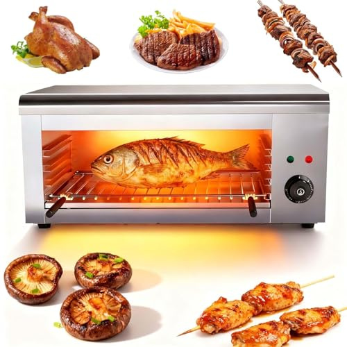Eastnmythet Griglia Elettrica per Formaggio da 2000W, Forno Tostapane in Acciaio Inossidabile per Salamandra Commerciale da 220 V, da Banco e da Parete