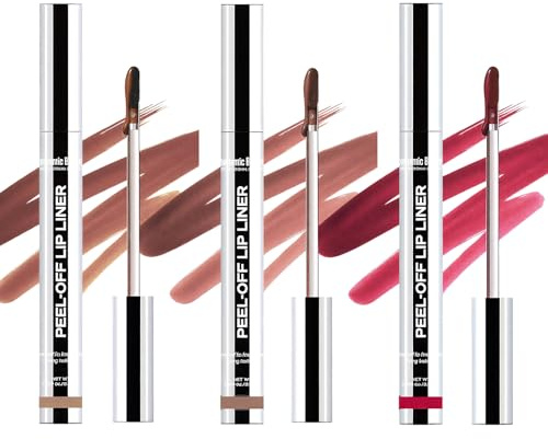 3 Colors Peel Off Lip Stain,Long Lasting & Plump Lip Liner Stain with Matte Finish,Smudge-Proof Waterproof Lipstain Peel Off for Women All Skin Types