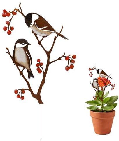Vxcvzv 1 spina da giardino con uccelli, 30 cm, decorazione da giardino, in metallo dipinto, per rami esterni, statuette da giardino (30 x 20 cm, stile 3)