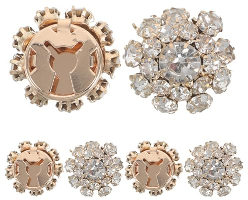 PACKOVE Gemelos de Aleación Cubrebotones Decorativos Dorados y Gemas de Imitación, 3 Pares, Cubiertas para Botones de Camisa Hombre y Mujer, Accesorios para Puños Franceses, Joyería