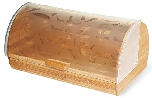 Maestro MR-1674S Brotkasten, Schiebedeckel, Brot-und Gebäckaufbewahrungsbehälter, Elegantes Design, Holz, Acryl, Bread Box, 36,5 х 22 х 16,5 сm Grau