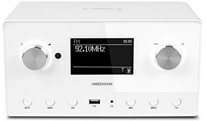 MEDION P85066 WiFi Stereo Internet-Radio, DAB+/UKW-Empfänger, Empfang von über 15.000 Internetradiosendern, USB-Anschluss, drahtlose Anbindung durch WLAN-Technologie