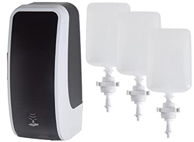 Blanc HYGIENIC Desinfektionsspender Cosmos – Spender mit Sensor, Wandspender und 3 x 1 Liter Desinfektionsmittel, ergiebige Händedesinfektion für ca. 3000 Anwendungen, Schwarz und Weiß
