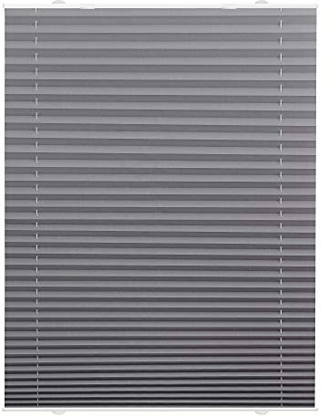 Lichtblick Plissee Haftfix, ohne Bohren, Montage mit Saugnäpfen, lichtdurchlässig, Blickdicht, mit eleganter Crushed Optik Grau, 80 cm x 130 cm (B x L)