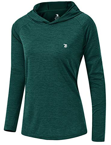 YSENTO Womens Long Sleeve Running Gym Tops Sports Workout Yoga Lightweight Training Hoodies(Green,m)