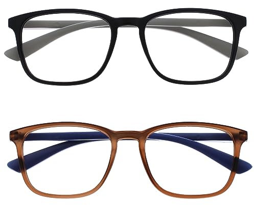 OPULIZE Max Occhiali da Lettura - Confezione da 2 - Montatura Classica Rettangolare Grande - Marrone Nero Opaco - Uomo Donna Unisex - RR78-12 - +1.50