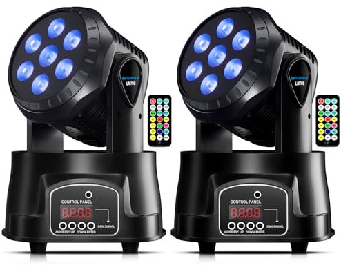 BETOPPER Moving Head Dj Lights,7 x 8W RGBW Stage Lighting Mini Moving Head, DMX DJ Disco Lights Sound Activated, Mini Moving Heads Wash Light for Parties, Club, Concert, Wedding, Disco Events(2 Packs)