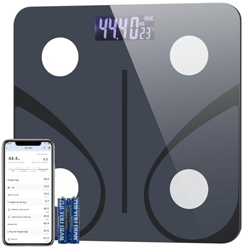 Personenwaage,Waage Personen mit Smartphone-App, BMI Wiegen Bluetooth Waage,Körperzusammensetzung Überwachung Gesundheit Analysator.