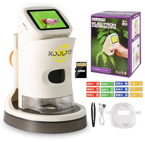 Microscope for Kids, 1000X HD Pocket Kids Microscope, 2.1'' LCD Screen Mini Micrscope for Kids 8-12, Science Mini Scope Toy Kits, Handheld Miniscope Educational Gifts for Kids, 32 GB TF Card Included