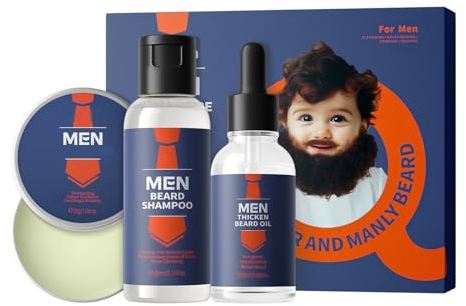 Komplettes Bartpflegeset, Bartwäsche/Shampoo, Bartbalsam, Bartöl-Set, Bartpflegeset, Bartpflegeset, Geschenke, Bart Essential Kit