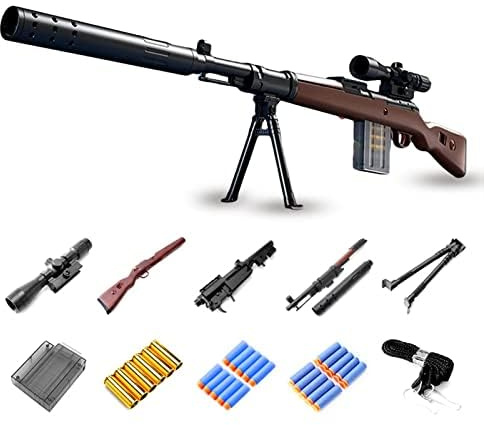 Skumblaster-gevär, skarpskyttegevär med 20 mjuka bollar, mjuk bullet senniper leksakspistol med glasögon för barn, unisex, leksakspistol för pojkar, barn och vuxna (Kar 98 K)