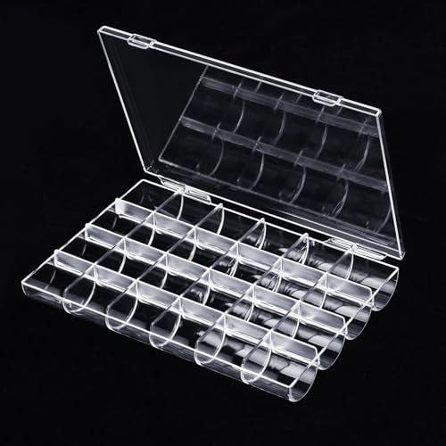 24 Gitter transparente Sortierboxen für Kleinteile, Plastik Aufbewahrungsbox mit Fächern, Schmuck Kleinteile Organizer, Box mit FäChern und Deckel für Ohrringen, Perlen, Schrauben, Bügelperlen