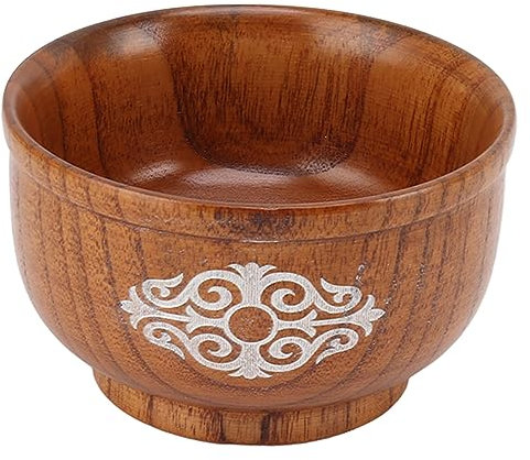 Bol à Salade de Riz en Bois de Jujube, Bol de Cuisine élégant en Forme de Palais Ancien, Bol en Bois Anti-brûlure à Usage Multiple pour le Riz, les Nouilles, le thé au Lait (Type