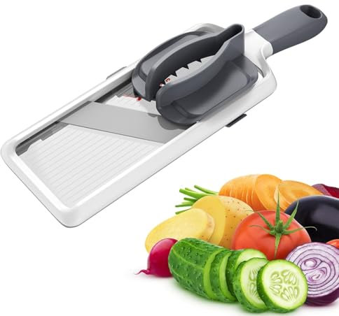 Good Grips Handheld Mandoline Slicer, Adjustable Mandoline Vegetable Slicer with Safety Guard, Stainless Steel, Mandolin, Cabbage/Cheese/Onion/Potato/Apple/Lemon Food Slicer, 3-Slice Thickness,Modern