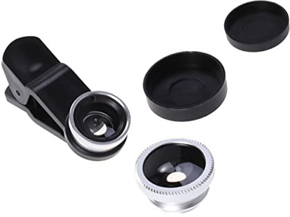 HOMSFOU 3 1 Fischaugenlinse Clip-telefonobjektivfilter Telefonzubehör Handy Makroobjektiv Handy Fischaugenobjektiv Kamera Fisheye-Spiegel Verdrahtet Makro-objektiv Handyständer Silver