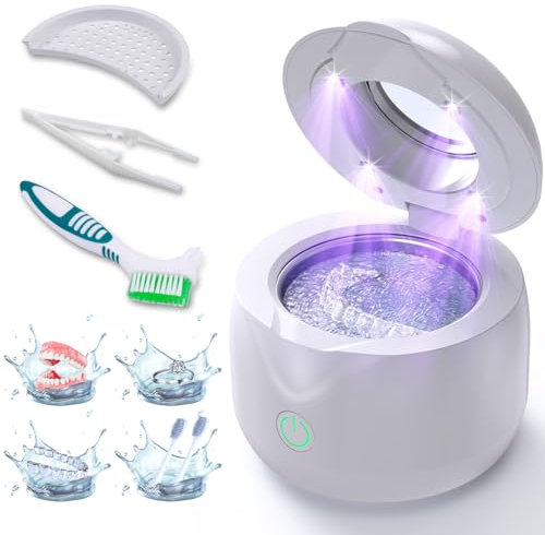 ITSHINY Pulitore Ultrasuoni, 45000Hz Pulitore Ultrasuoni Apparecchio Denti, 200ml Lampada UV Pulitore Ultrasuoni Per Protesi, Allineatori, Apparecchi Ortodontici, Testine Di Spazzolini, Gioielli
