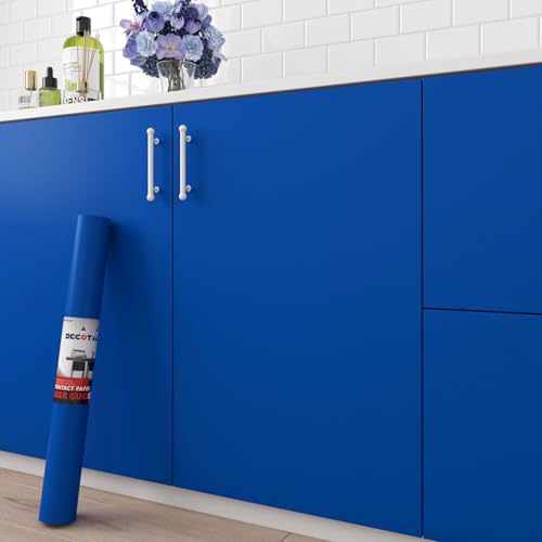 Decotalk Papier Peint Adhesif Mural Bleu Royal 60X500cm Rouleau Adhesif Mural Decoratif Impermeable Papier Contact Rouleaux pour Salon Chambre Cuisine Armoire Cabinet Meuble Porte Bricolage Décoration