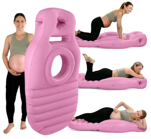 Denash Cuscino Gravidanza Gonfiabile con Buco della Pancia, Cuscino di Gravidanza Portatile, per Gravidanzaed a Pieno Corpo per Donne in (PINK)