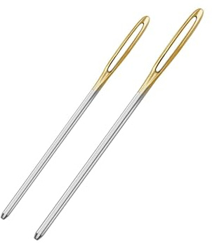 2PCS Large Eye Blunt Yarn Needles,Easy Threading Stainless Steel Darning Needles for Hand Sewing,Crochet and Knitting Projects