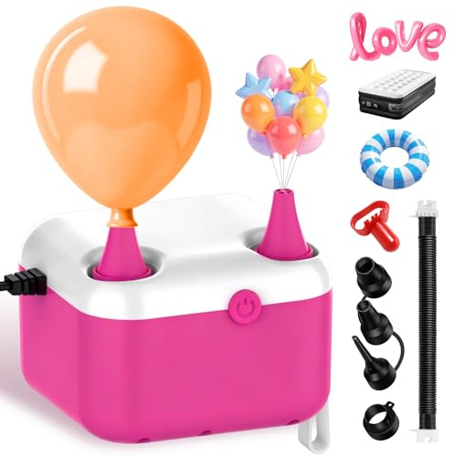 3 in 1 Balloon Pump,Balloon Pump Electric Dual Nozzle UK Plug, Electric Air Pump,Quick-Fill Inflator/Deflator Pumps for Party Decoration Balloon, Pool, Floats, Air Mattress Bed, Swimming Ring