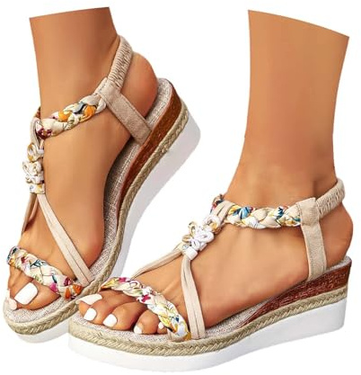 Chaussure Sandales Compensées Femme Été Confortable Sandalette Sandale Plateforme Bout Fermé Espadrilles Femmes Talon Confort Chic Pieds Larges Chaussures Et Nu-Pieds Orthopedique