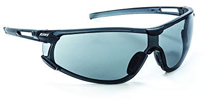 RILEY Eyewear Tocari Safety Glasses for Work Anti-Fog, Scratch Resistant Eye Protection Glasses with Wrap-Around Grey Lens and Soft TPE Nose Bridge