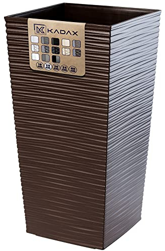 KADAX Elegante Vaso Alto per Piante da Interno ed Esterno Decorativo, Grande Fioriera in Plastica per Giardino e Balcone (Marrone, Irregolare, 46.5 cm)