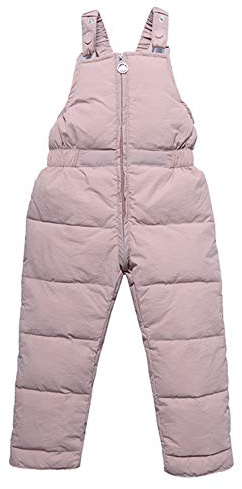 Happy Cherry - Overol Invierno Bebé Niño Niña Mono Nieve Overalls Acolchado sin Mangas Pantalón Largo de Tirantes Grueso Pantalones de Peto Caliente para Esquí Nieve - 18-24 Meses - Rosa
