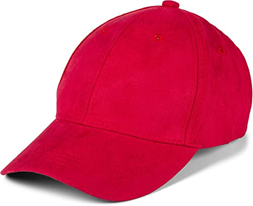 styleBREAKER 6-Panel Cap in Veloursleder Optik, Wildleder Optik, Baseball Cap, verstellbar, Unisex 04023049, Farbe:Rot