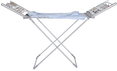 LKP Electric Clothes Drying Rack, Folding Clothes Airer Dryer with Wings, Electric Heated Laundry Rack Stand Indoor/Outdoor Clothing Rack Collapsible, Aluminum Alloy