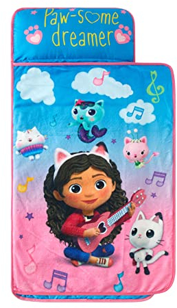 Gabby's Dollhouse Toddler Nap Mat – Quilted Sleeping Mat with Built-in Blanket & Pillow – Soft & Portable – 20'' x 46'' – Ideal for Pre-K, School & Travel