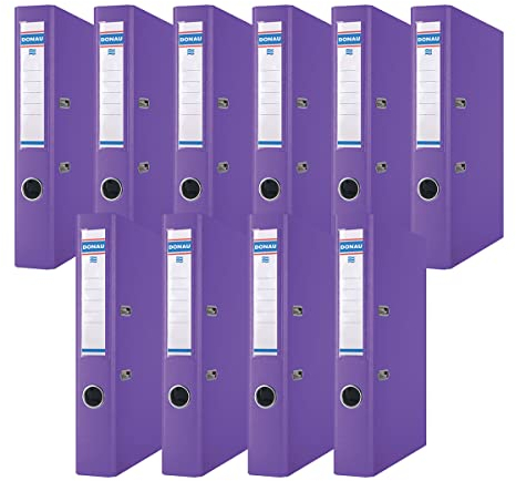 DONAU Premium Ordner Schmal 10er Pack/DIN A4 / 5 cm / 10 Stück/Violette/Kunststoffbezug PP/Carton Papier Schlitzordner Büroordner Aktenordner Ringordner/Grünen Punkt