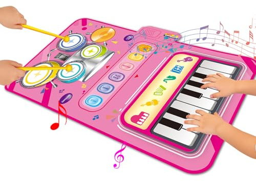 Toys for 1 Year Old Girl Gift,2 in 1 Piano Mat Montessori Toys for 1 2 Year Old Girl,Educational Musical Toy First Birthday Gifts for 1 2 3 Year Olds Girls,Christmas Stocking Stuffers for Toddler
