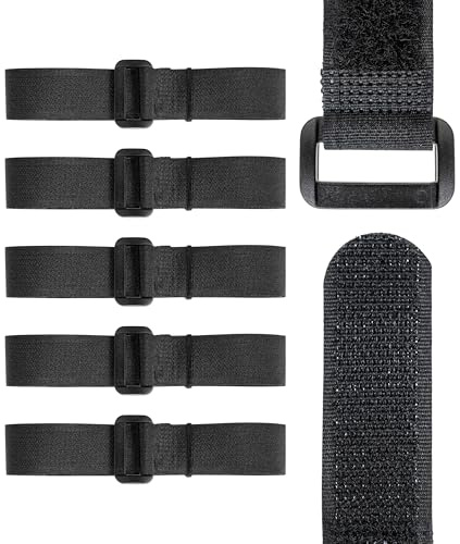 Bridas de Cinta de gancho y bucle con hebilla, 5 unidades, 120 cm de longitud, en negro, cable de nylon, hebilla Cinta, organizador de cables recerrable, bridas cierre de cable