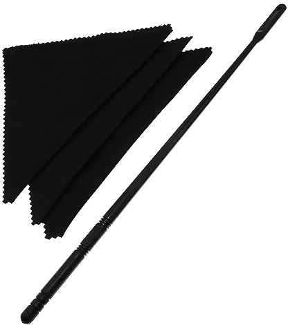 Hatem Varilla de Limpieza de Flauta con 3 Hisopos de Limpieza, Kit de Limpieza de Flauta, Limpiador de Flauta, PañO para Pulir Flauta, Negro