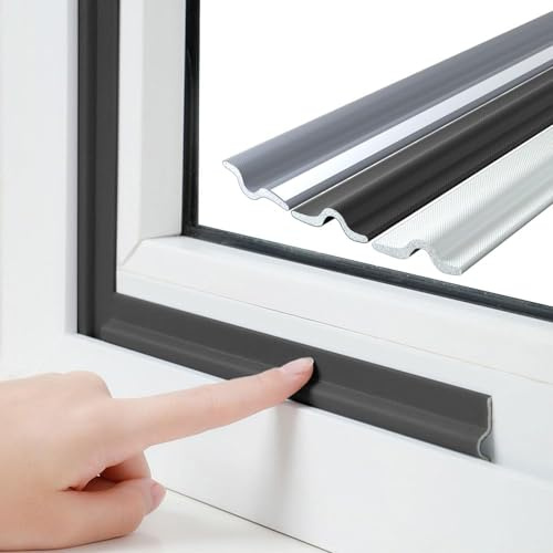 Esufeir 196Inch/5M Negro Forma de T Burlete Ventana Corredera Puerta Entrada,PU Espuma Junta Autoadhesivo Aislante Acustico Tira de Sellado para Ventanas Frio Aluminio,Bajo Puerta Exterior