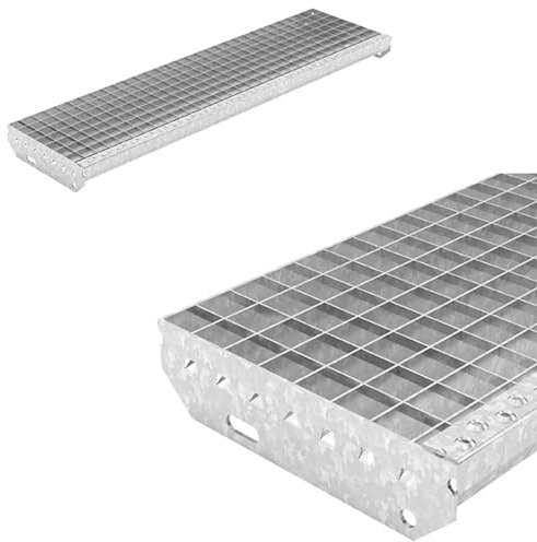 Marches en caillebotis 900 x 305 mm, largeur des mailles 30 x 30 mm, galvanisées, antidérapantes, marches d'escalier en métal résistant aux intempéries, idéales pour l'intérieur et l'extérieur