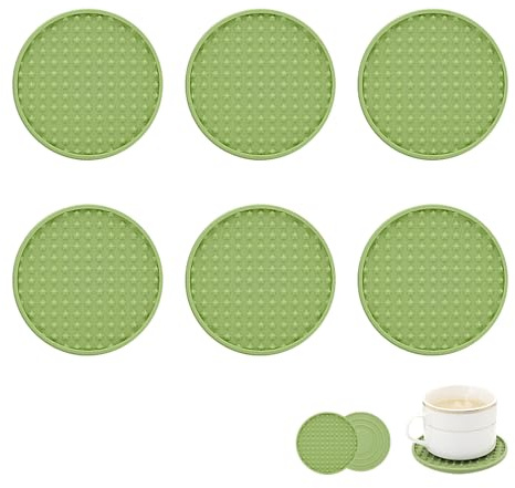 TAORANJU Silikonunderlägg, set med 6, runda dryckesunderlägg, värmebeständiga glasunderlägg, halkfri muggmatta för kaffe, öl, vin, hem och barunderlägg