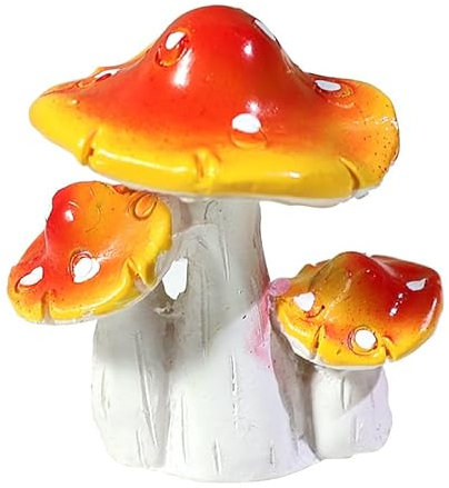 Jinshining Accessori da giardino a fungo miniature fate gnomi figure in resina da giardino funghi figure finte stagno prato ponte figurine terrario ornamenti decorazione da giardino per esterni