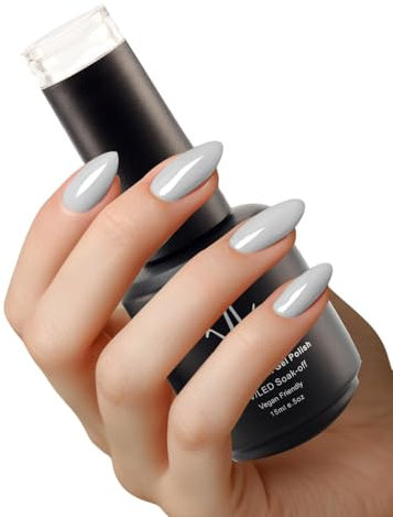 Gel Nail Polish Soak Off UV LED 15ml Quick Drying Nail Varnish Long lasting Professional Gel Nail Polish (Ash Grey, 15 ml)